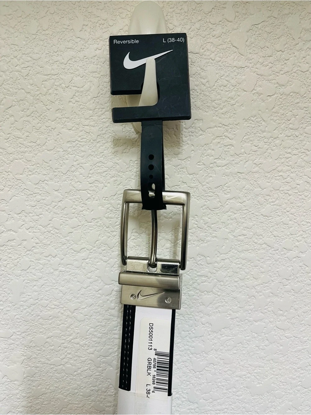 NIKE Reversible Black Grey Silver Buckle Belt Men’s Size Large (38-40)